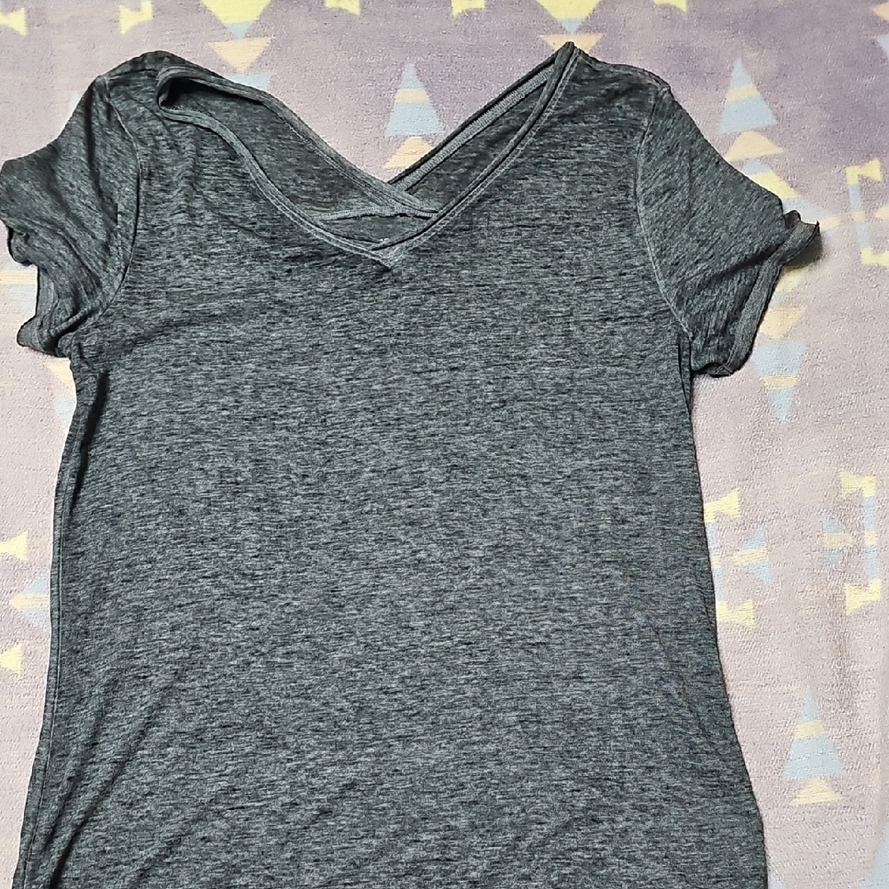 Women’s Heather Gray Short-Sleeve V-Neck Top
